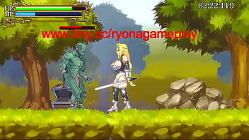 Pretty blonde woman in sex with orcs men in The Elven Swordswoman new 2021 hentai ryona game