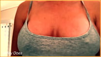 MILF braless with amazing tits in tight shirts and pours water on them